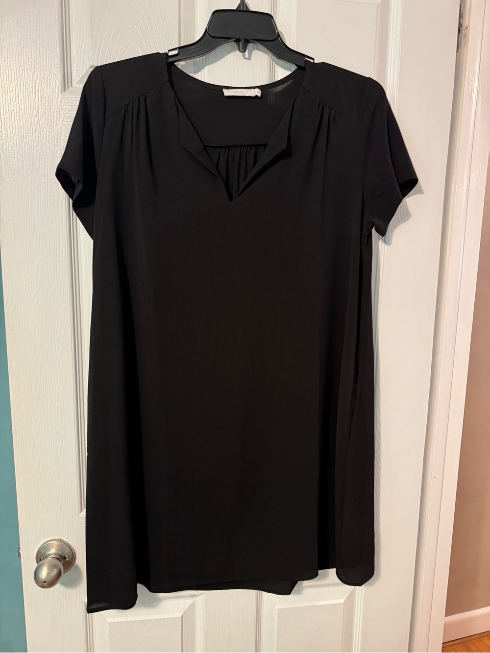 Women's Black Short Sleeve V-Neck Blouse